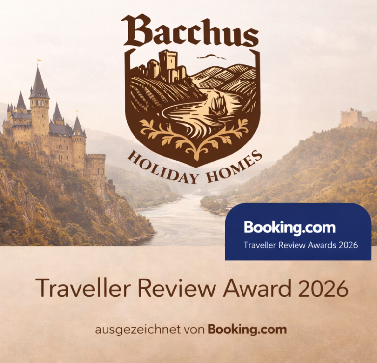 Bacchus Holiday Homes – Booking.com Traveller Review Award 2026 im UNESCO Welterbe Oberes Mittelrheintal
